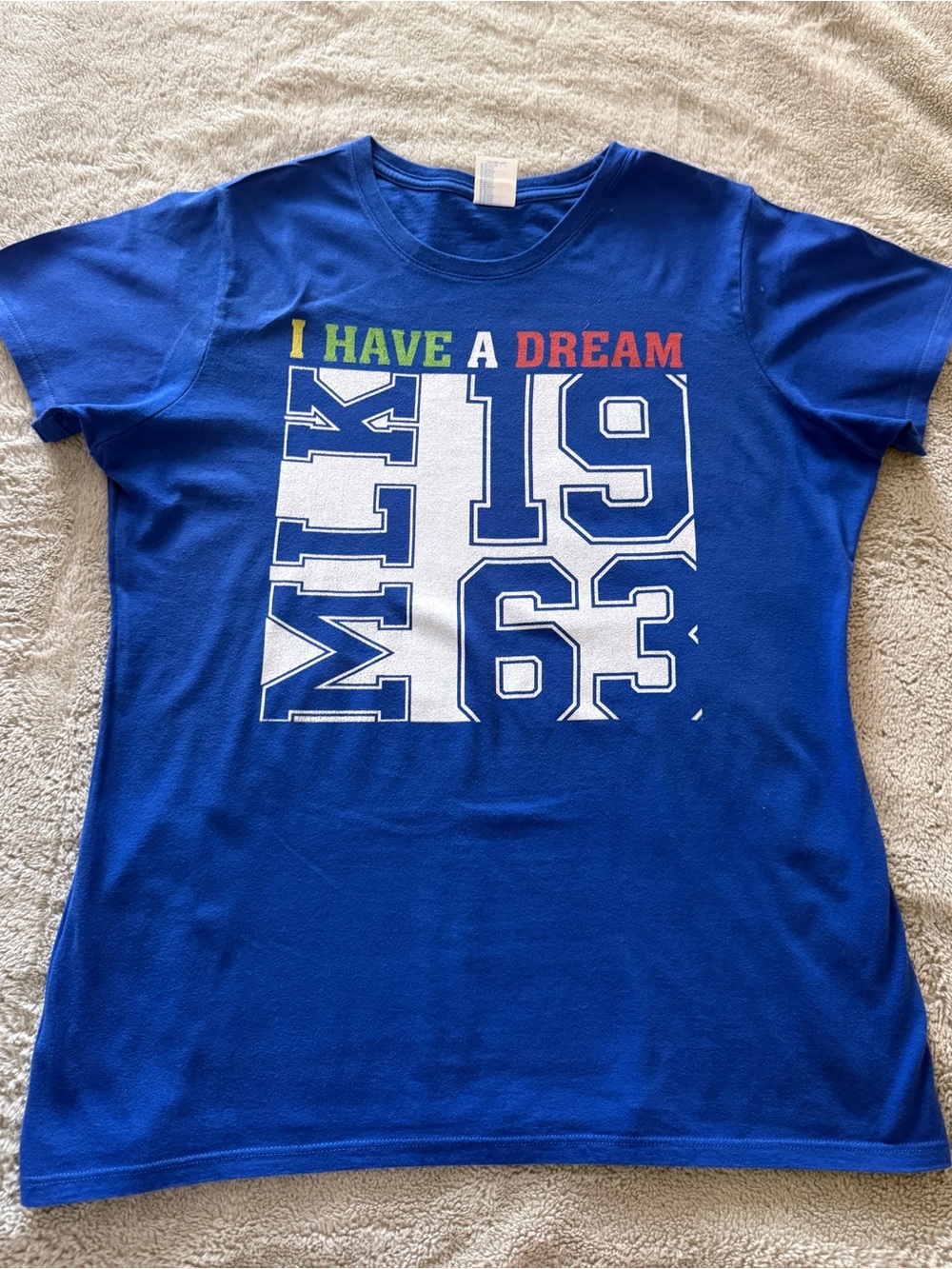 Women's Size Small MLK I Have A Dream 1963 Graphic T-Shirt | Royal Blue